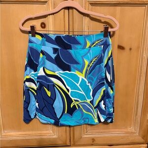Tribal Jet Blue Tropical Print Athletic Skort XS NWT UPF 50